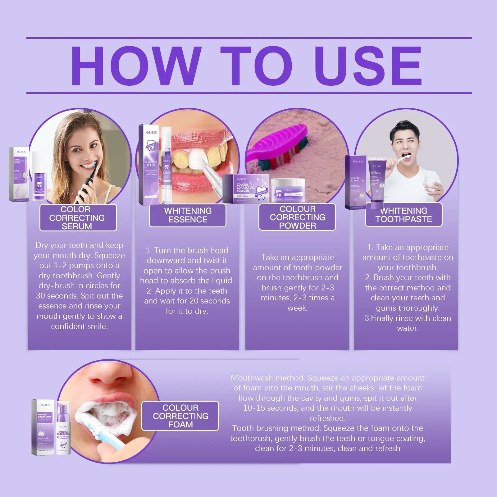 Smilo Purple Toned Teeth Set Care