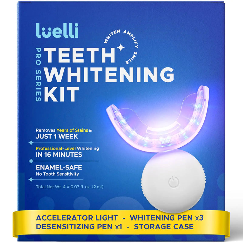 Luelli Teeth Whitening Kit for Stains Remove: Pro Whiten Gel Pen with LED Whitening Light for Sensitive Teeth at Home