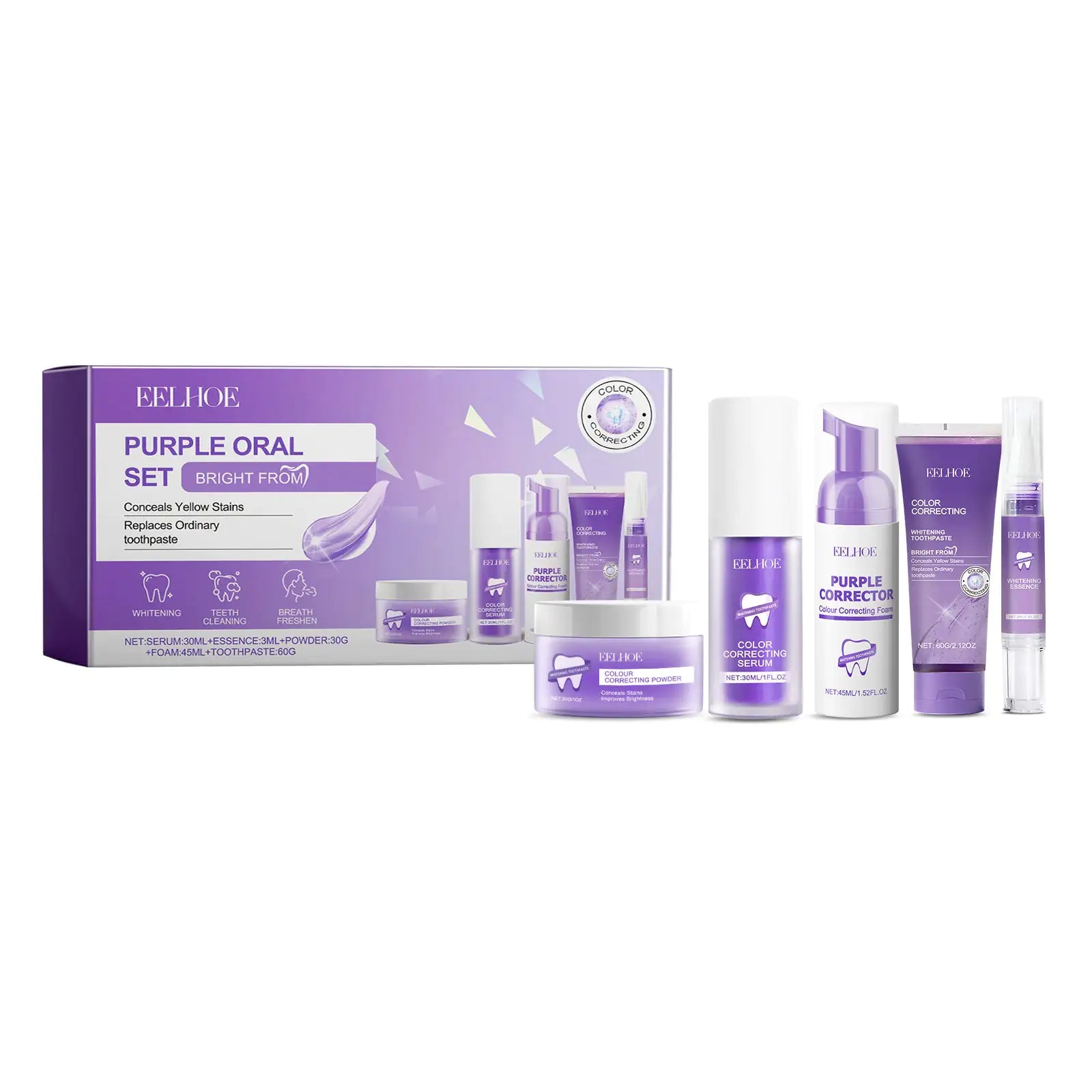 Smilo Purple Toned Teeth Set Care